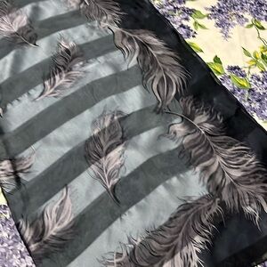 Greys with stripes and leave pattern, sheer silk